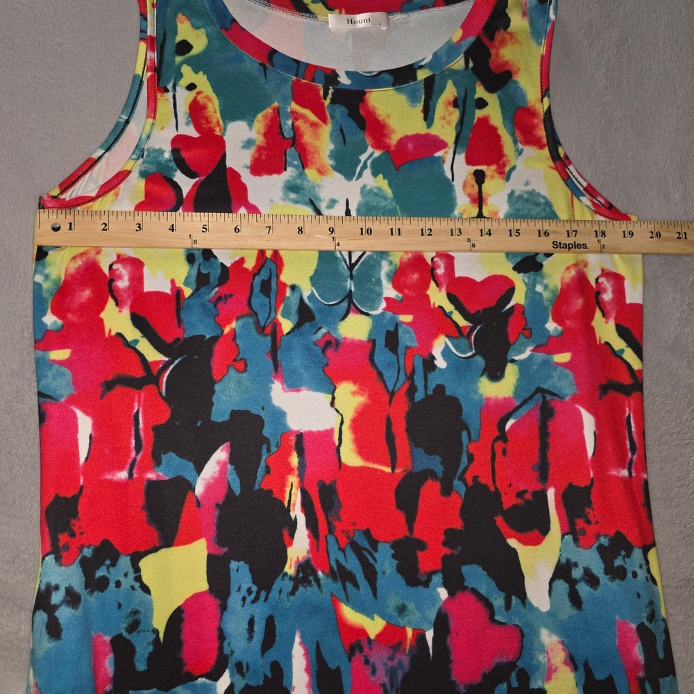 Hount Womens Abstract Watercolor Print Sleeveless Maxi Dress Red Blue Size Large - Picture 5 of 15